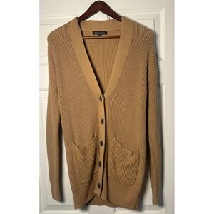 Banana Republic Camel Tan Oversized Lonhline Ribbed‎ Pocket Cardigan Women's XS
